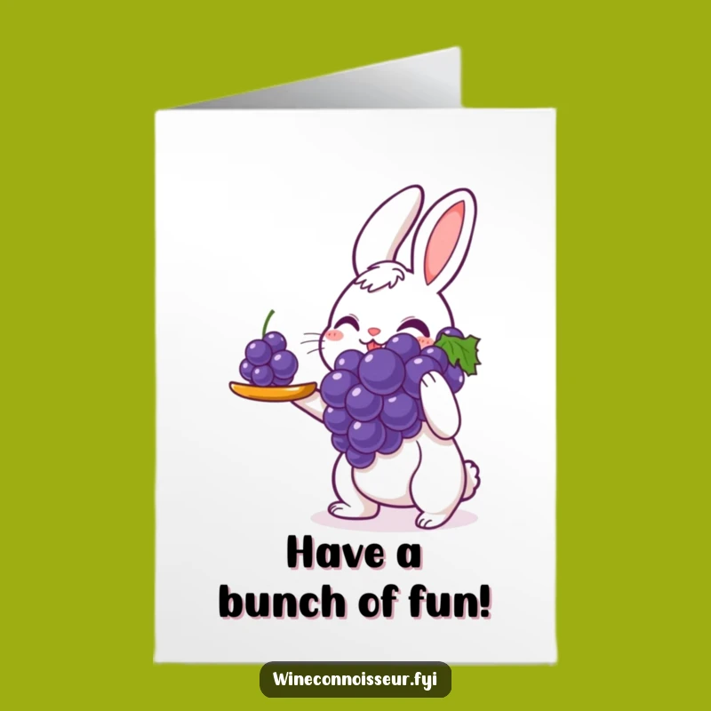 Free Printable Birthday Card: Rabbit Server Grape, Funny Downloadable Gift for Sweetness