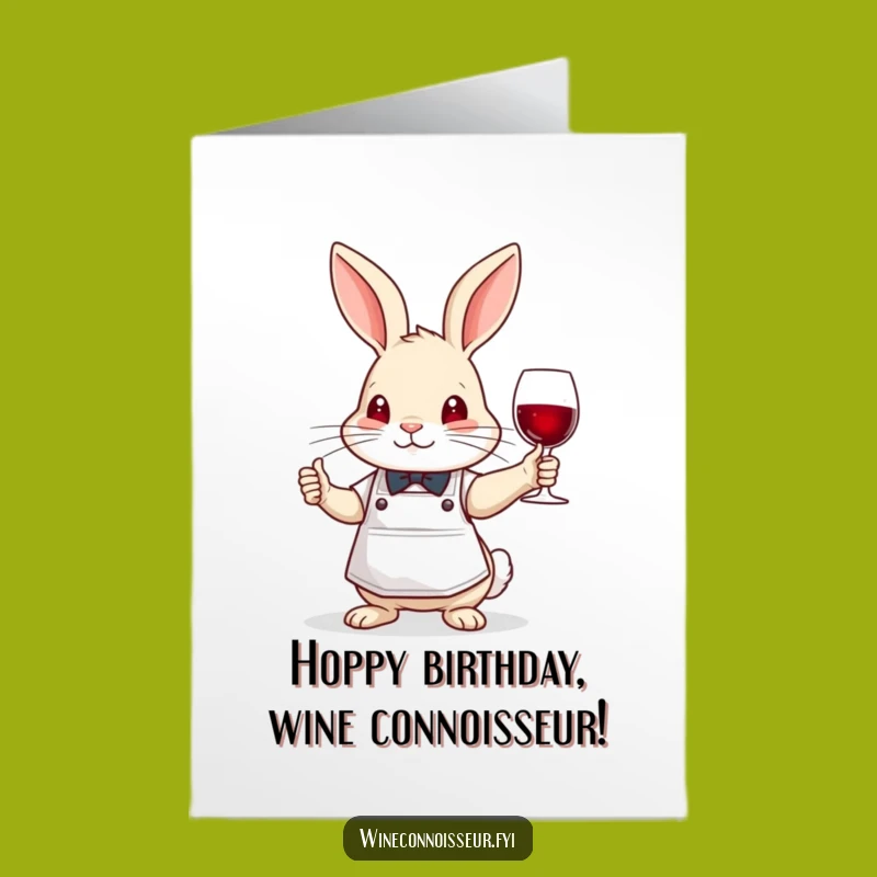 Free Printable Birthday Card: Rabbit Sommelier, Funny Wine Downloadable Gift