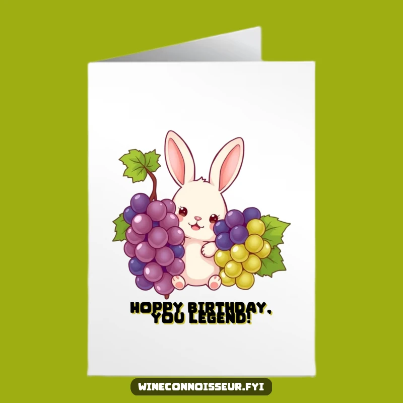 Funny Free Printable Birthday Card: Curious Rabbit Grape Surprise, Downloadable Gift!