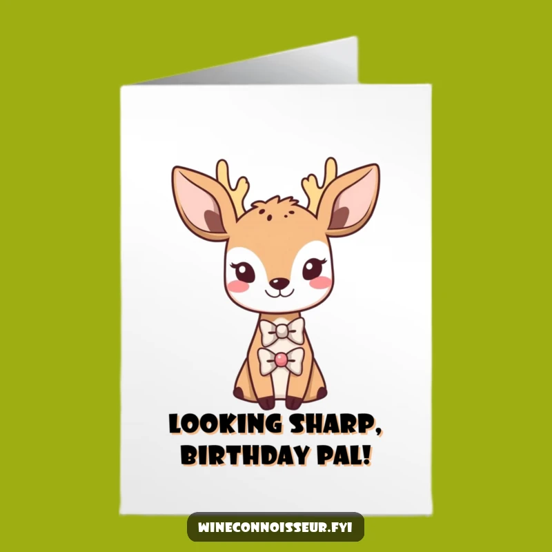 Free Printable Birthday Card: Sophisticated Deer Bowtie Downloadable Gift