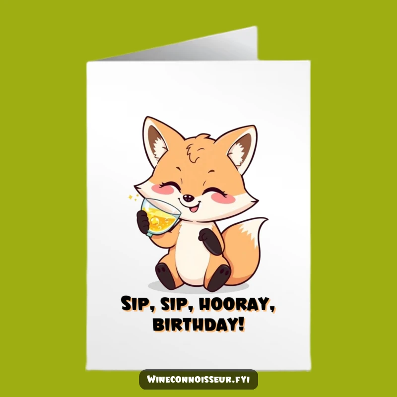 Free Printable Birthday Card: Sophisticated Fox DIY Elegant Celebration