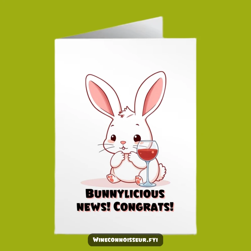 Free Printable Congrats Card: Kawaii Rabbit's Wine Pairing Celebration