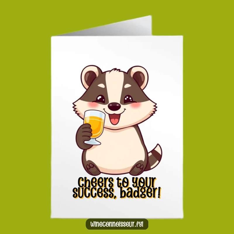 Free Printable Congrats Card: Cheerful Badger Toasting, Funny Downloadable Gift!