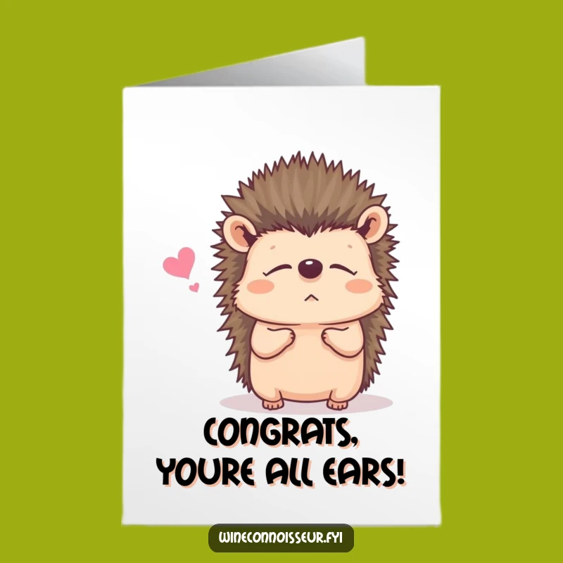 Free Printable Hedgehog Congrats Card: Attentive Listener Downloadable