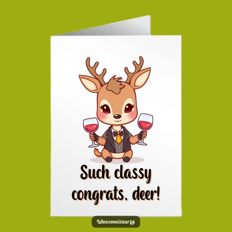 Free Printable Congrats Card: Classy Deer with Wine, Funny Downloadable Gift!