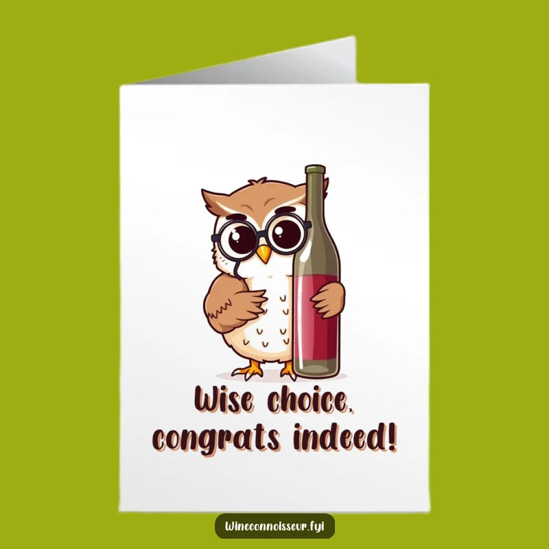Free Printable Congrats Card: Owl's Approval Wine Congratulations Downloadable Greeting
