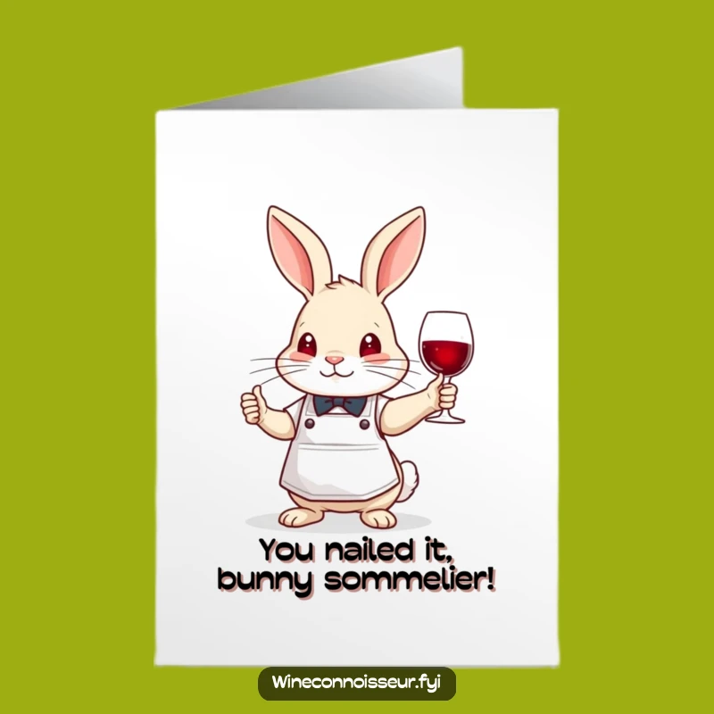 Free Printable Congrats Card: Rabbit Sommelier, Funny Wine Downloadable Gift