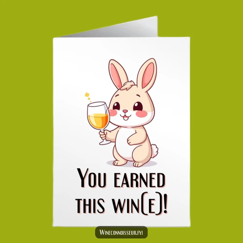 Free Printable Congrats Card: Rabbit with Wine Glass, Humorous Downloadable Digital Gift