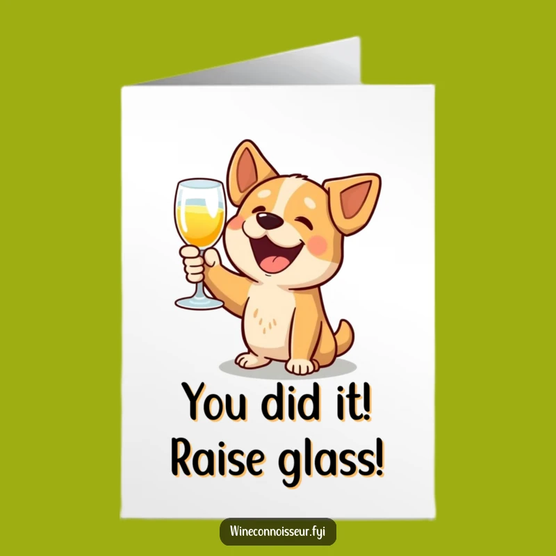 Free Printable Congratulations Card: Joyful Dog Toasting for Your Funny Downloadable Gift