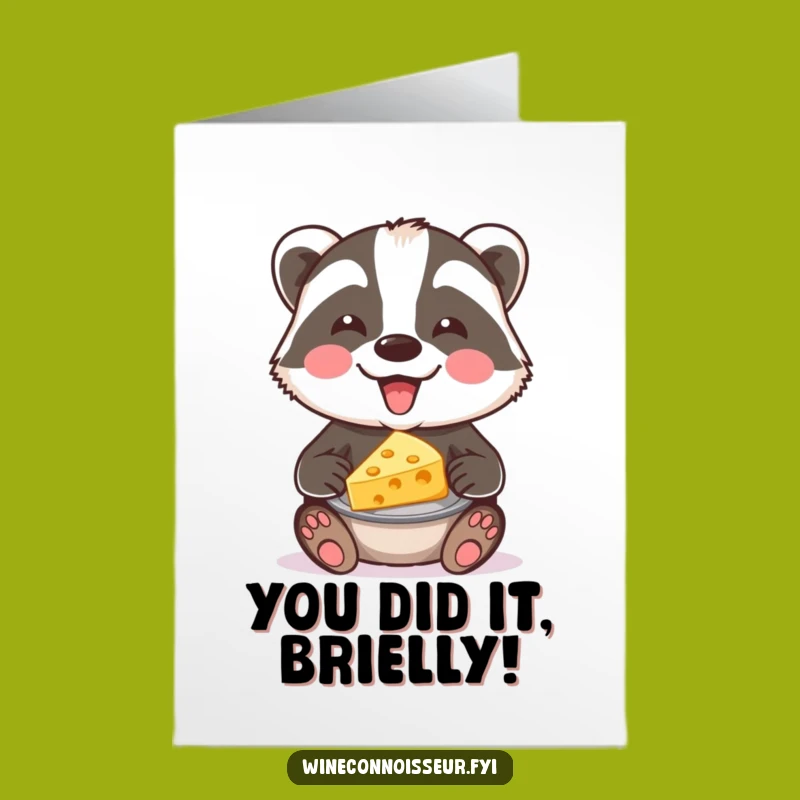 Free Printable Funny Badger Cheese Congrats Card - Delicious Downloadable Gift for Celebration