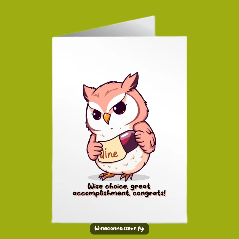 Free Printable Congratulations Owl Wine Card: Funny Kawaii Downloadable for Oenophiles