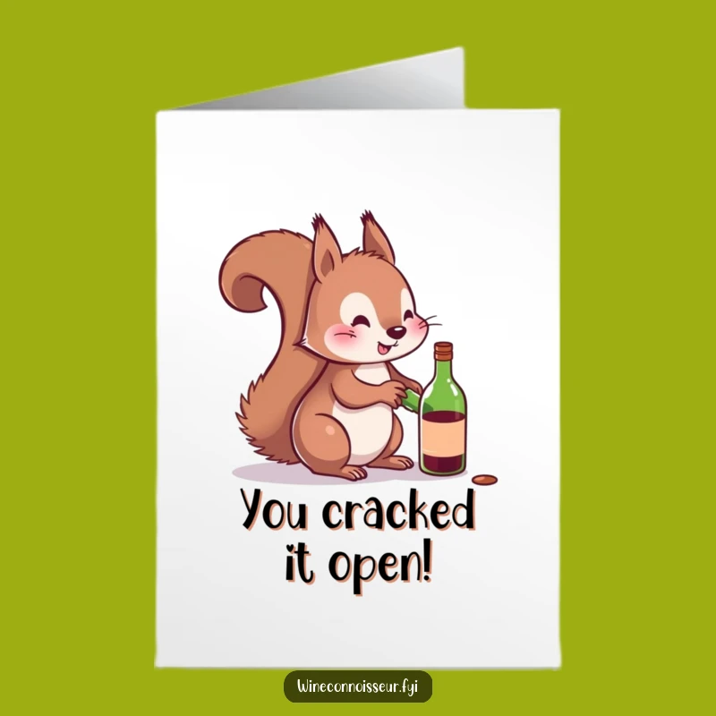 Free Printable Congrats Card: Squirrel's Celebration, Wine Toast, Downloadable Fun