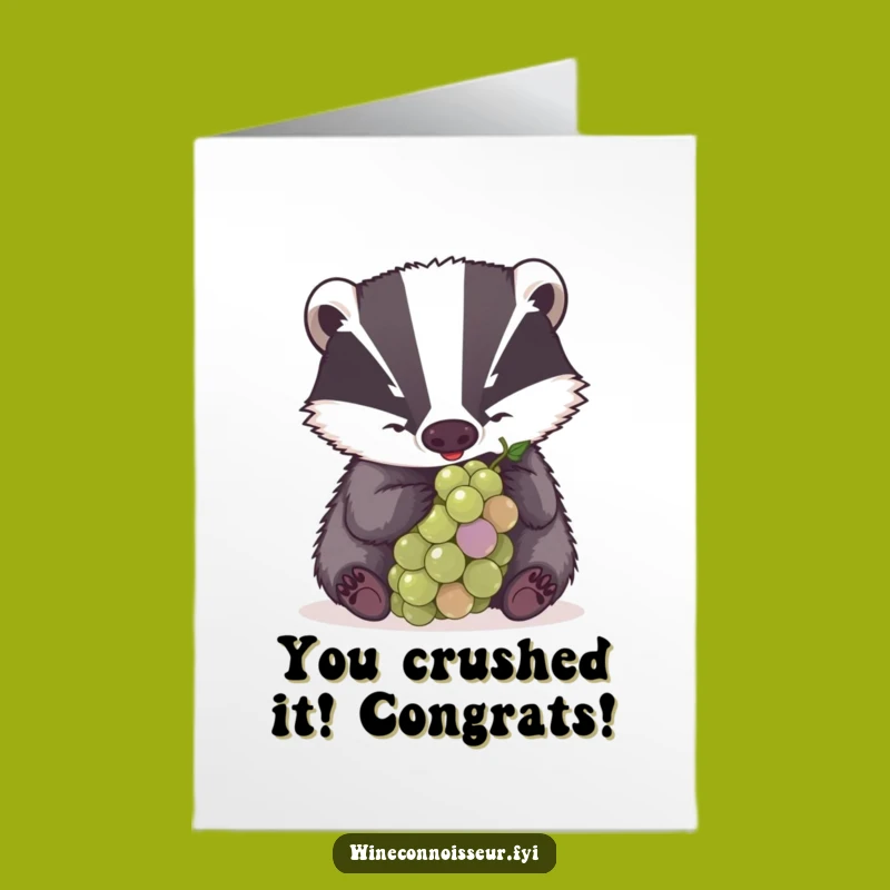 Free Printable Congrats Card: Badger Grape Focus Funny Downloadable