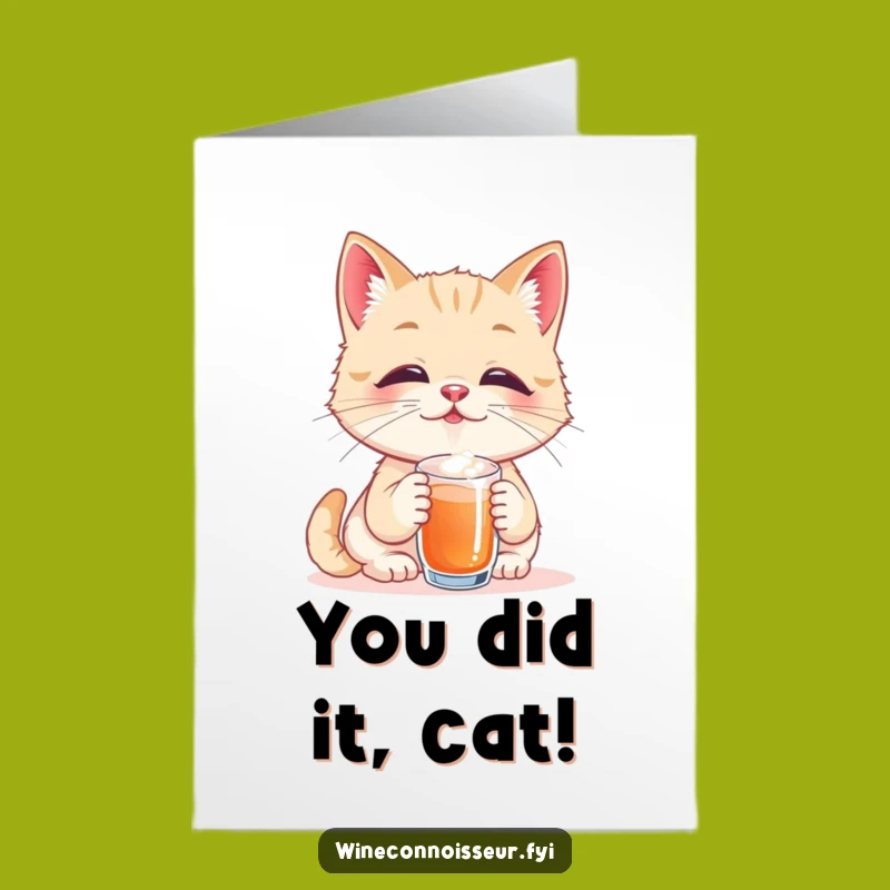 Free Printable Congrats Card: Cat Taster Bliss, Downloadable Gift for Success