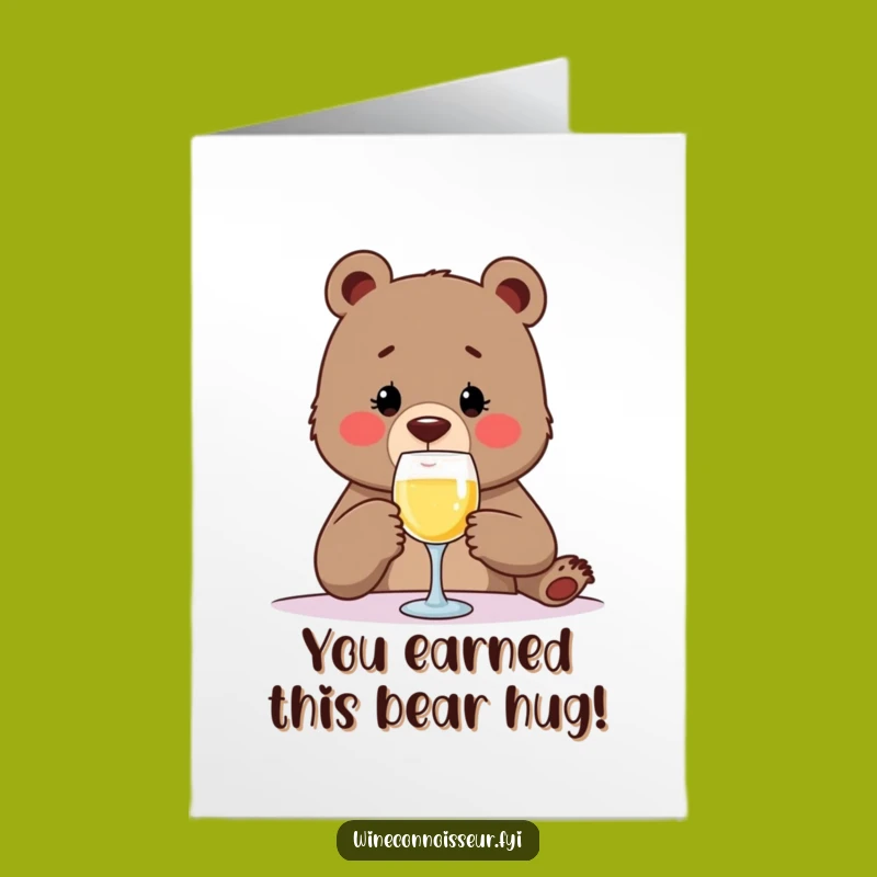 Free Printable Congrats Card: Sophisticated Bear Wine Humor Downloadable Gift