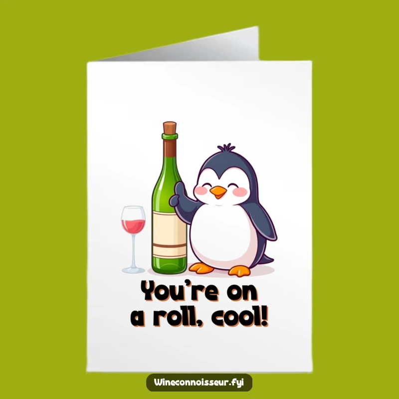 Free Printable Congrats Card: Penguin Thumbs Up Wine Humorous Digital Download