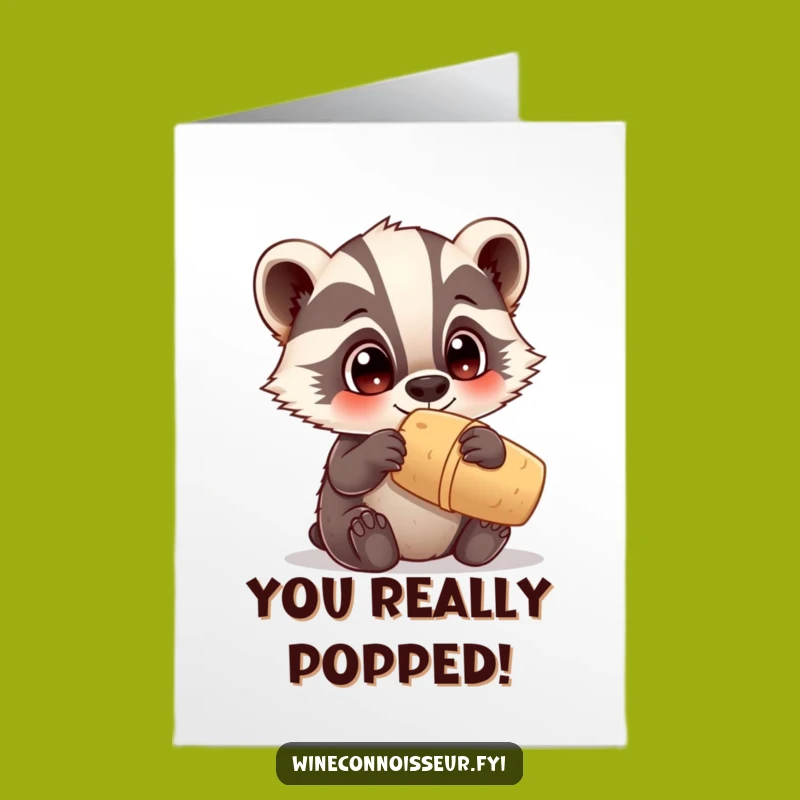 Free Printable Congrats Card: Curious Badger Inspecting Cork Downloadable