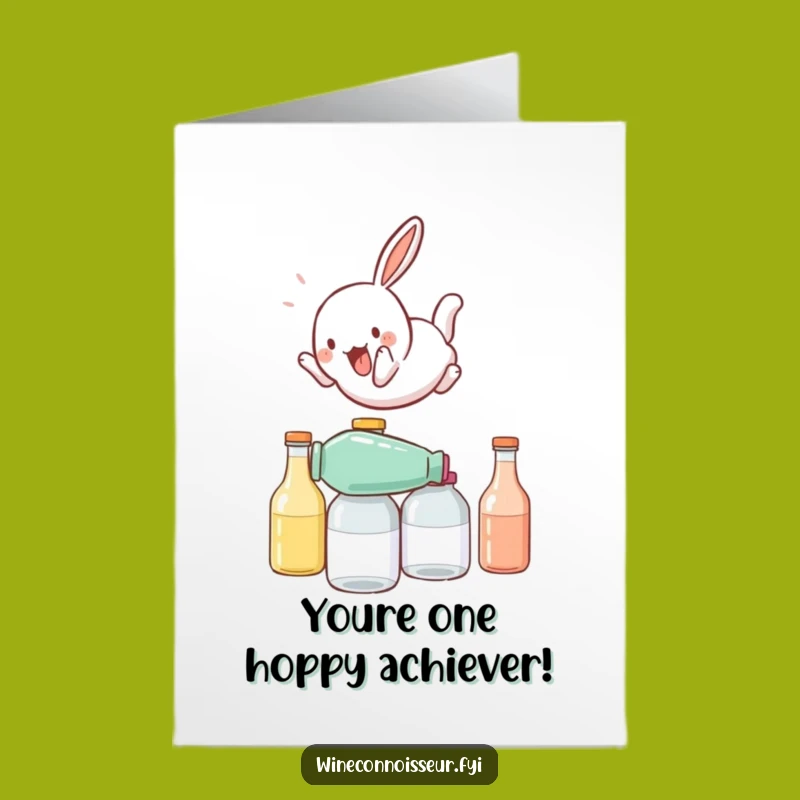 Free Printable Congrats Card: Rabbit Bottle Flip, Dynamic Downloadable Gift