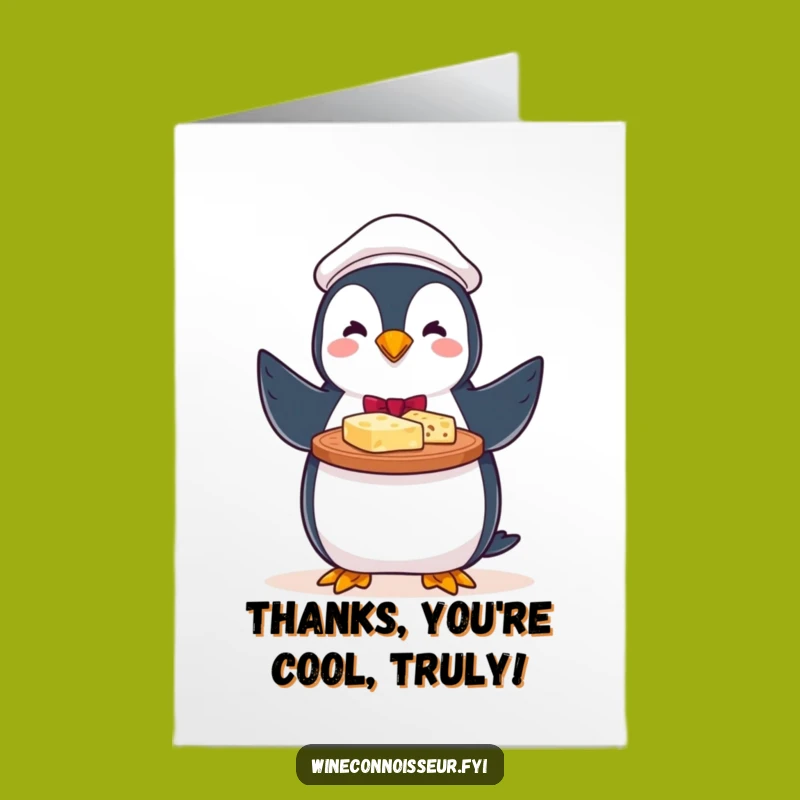 Free Printable Penguin Card: Grateful Cheese Server Downloadable Gift
