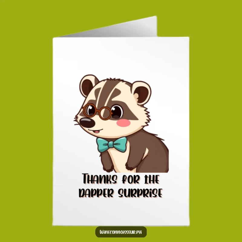 Free Printable Thank You Card: Dapper Badger Gratitude, Humorous Downloadable Gift