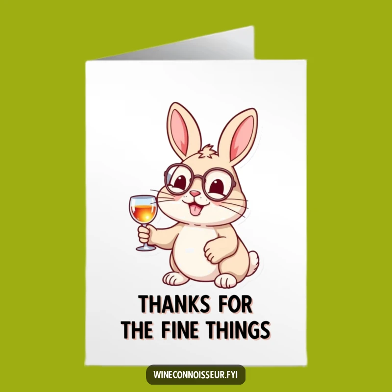 Free Printable Thank You Card: Fancy Rabbit Monocle Funny Downloadable