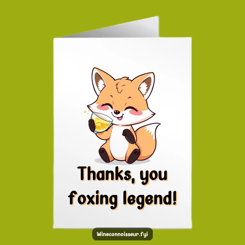 Free Printable Thank You Card: Grateful Fox Cheers Thank You Downloadable Greeting