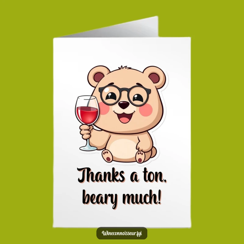 Free Printable Bear Monocle Thank You Card - Funny Downloadable Gratitude
