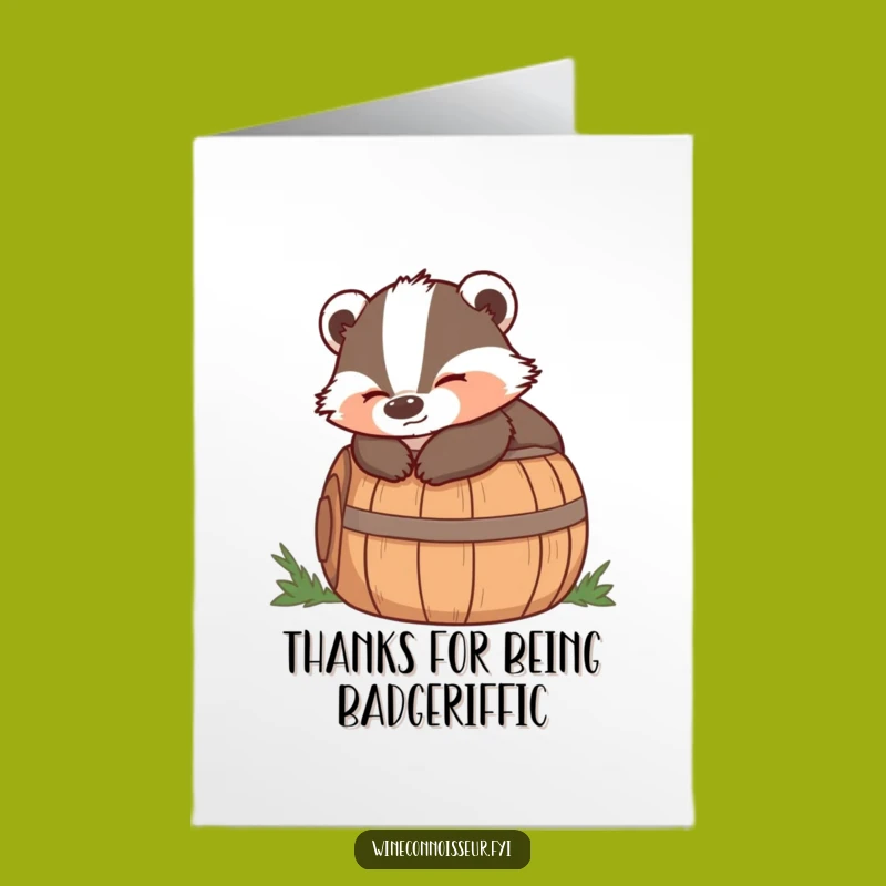 Free Printable Thank You Card: Badger's Thanks, Barrel Rest, Downloadable Gift