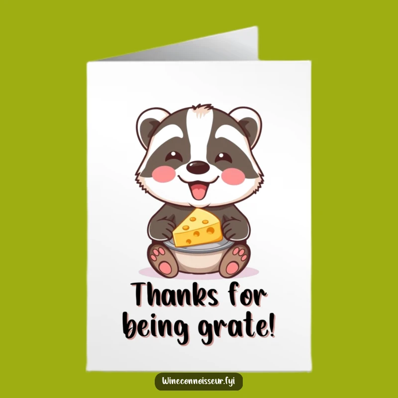 Free Printable Funny Badger Cheese Thank You Card - Savory Downloadable Gratitude Gift