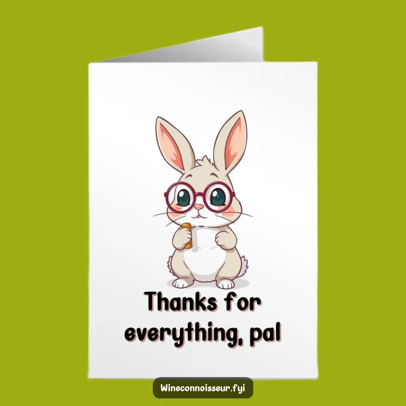 Free Printable Thank You Card: Rabbit with Monocle, Refined Downloadable Gift of Appreciation