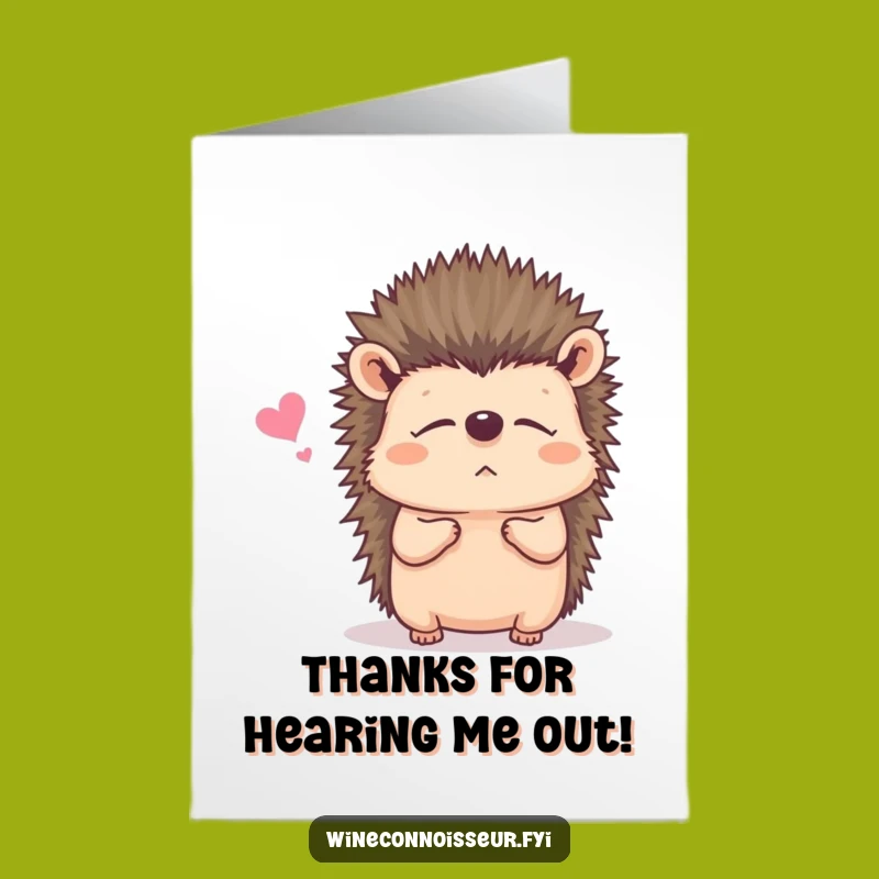 Free Printable Hedgehog Thank You Card: Attentive Thanks Downloadable