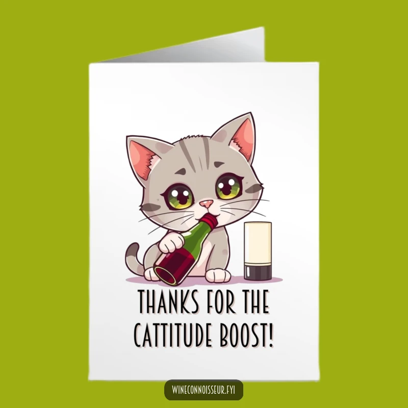 Free Printable Thank You Card: Cat Thanks Wine Bottle Funny Downloadable