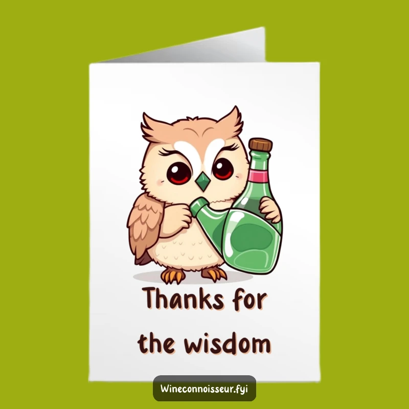 Free Printable Thank You Card: Owl Sniffing Bottle Funny Downloadable