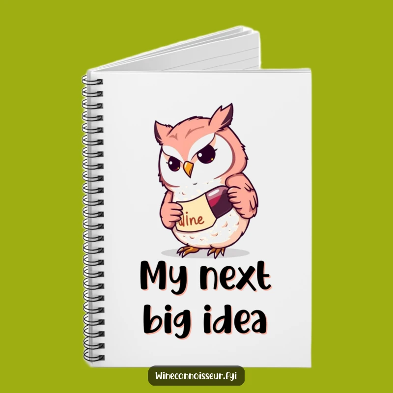 Funny Kawaii Owl Wine Notebook: Determined Scholar, Intellectual Notes Gift