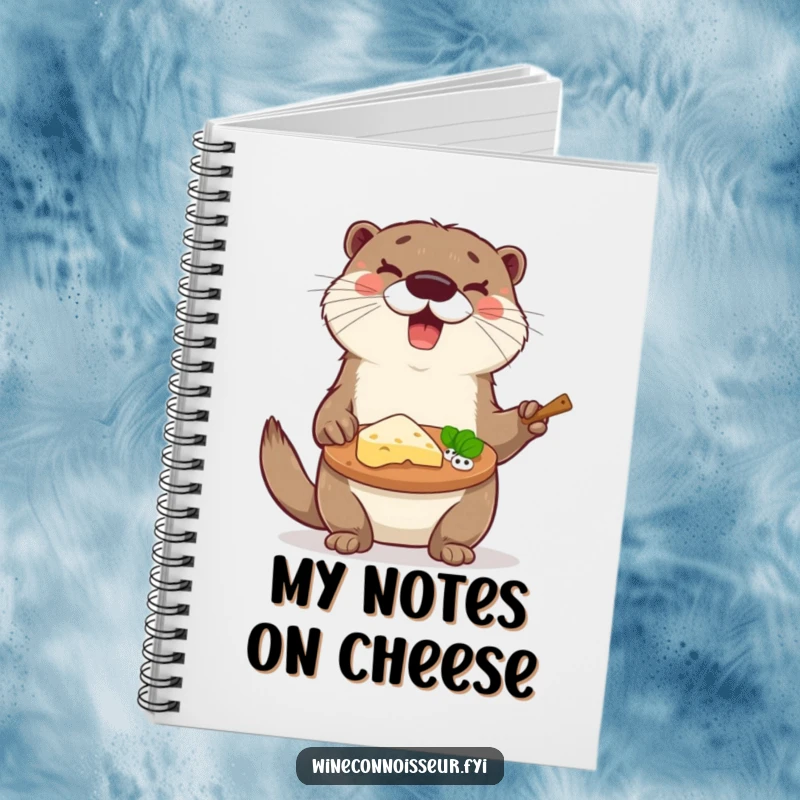 Funny otter with a cheese platter on a lined notebook cover, perfect for notes and funny gifts.
