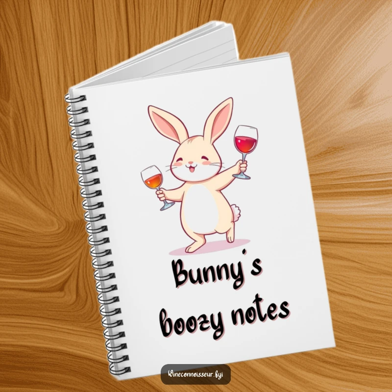 Funny Notebook: A joyful rabbit waltzing with a wine glass, perfect for jotting down thoughts with festive charm and humor.