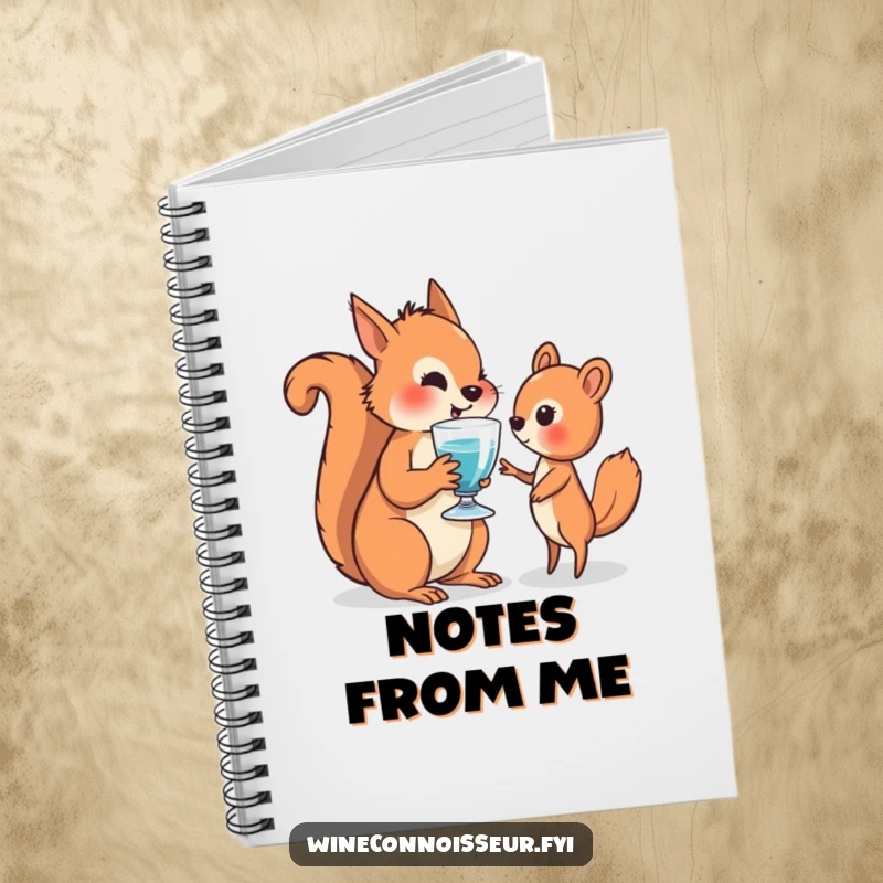 Funny notebook with a wise squirrel offering a drink, great for journaling kind thoughts and planning kind deeds.