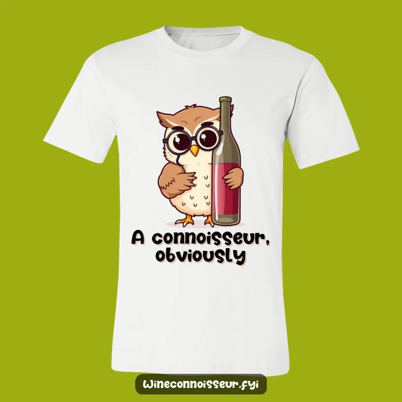 Funny Owl With Monocle T-Shirt - Chic Wine Tasting Humor for Him or Her