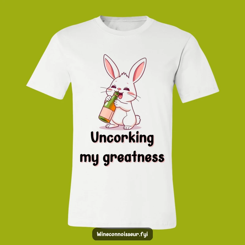 Funny Determined Rabbit Wine T-Shirt - Enthusiastic Humor Tee