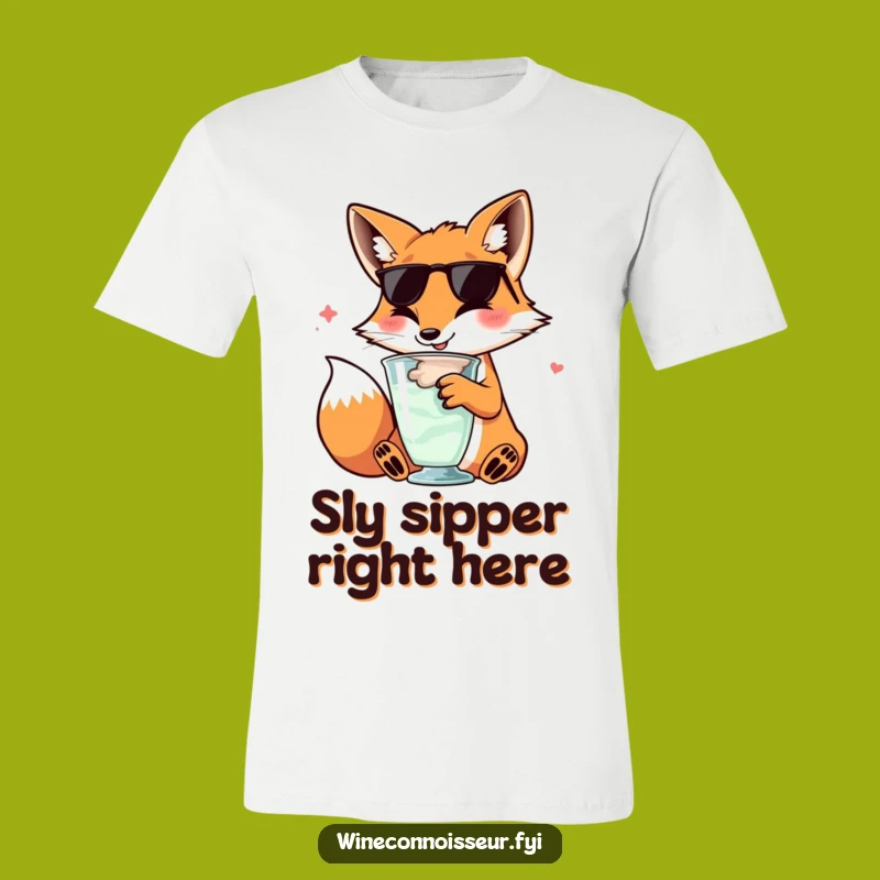 Funny Fox Wine Lover T-Shirt: Chic Kawaii Animal, Perfect Gift