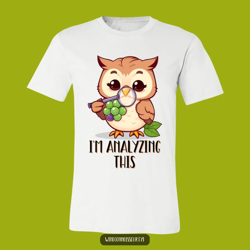 Funny Owl Grape Detective T-Shirt - Comical Tee for Curious Characters & Gift Lovers