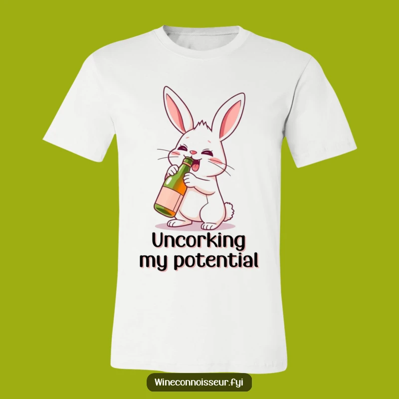 Funny Rabbit Wine Uncorking T-Shirt - Energetic Party Tee, Hilarious Gift Idea