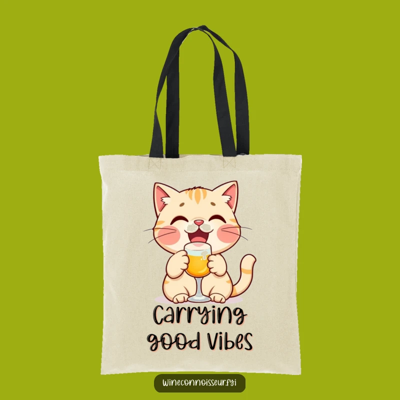 Funny Cat Toasting Tote Bag - Delighted Cat Carry-All, Gift
