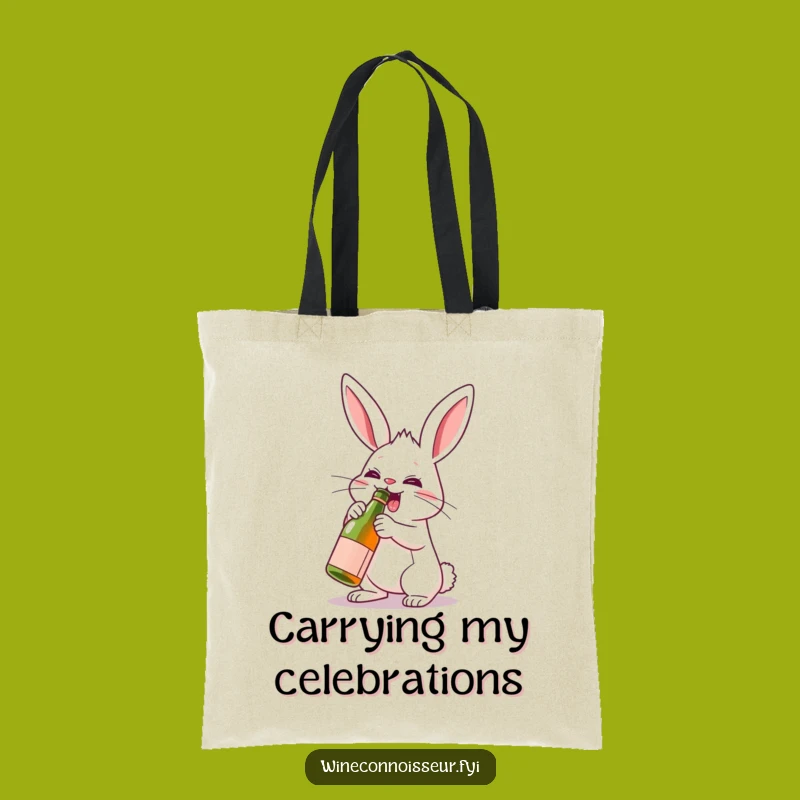 Funny Determined Rabbit Tote Bag - Wine Party Humor Accessory