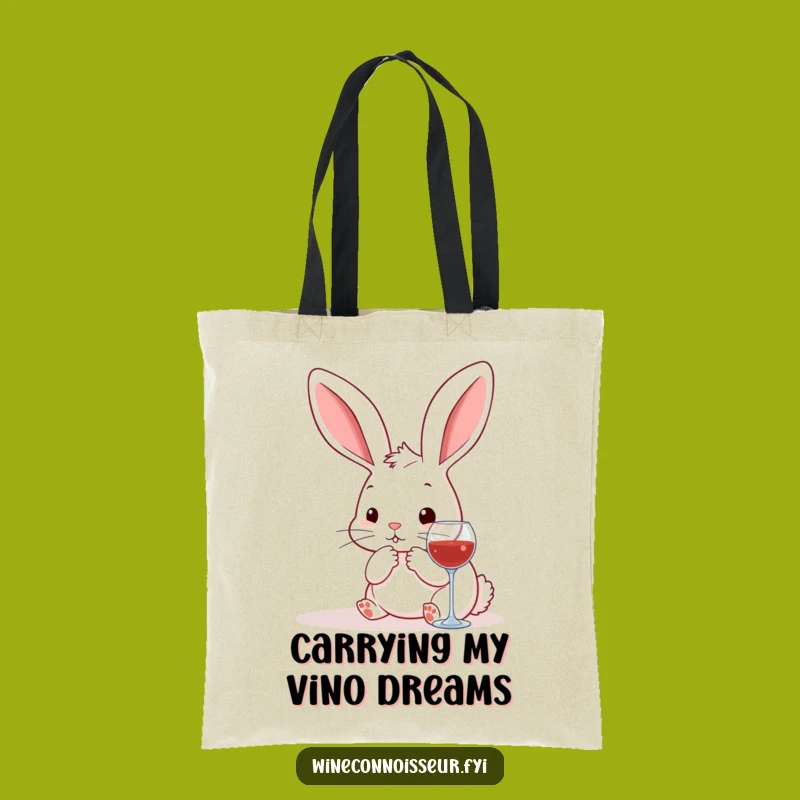 Chic Funny Kawaii Rabbit Wine Pairing Tote Bag - Stylish & Funny Gift