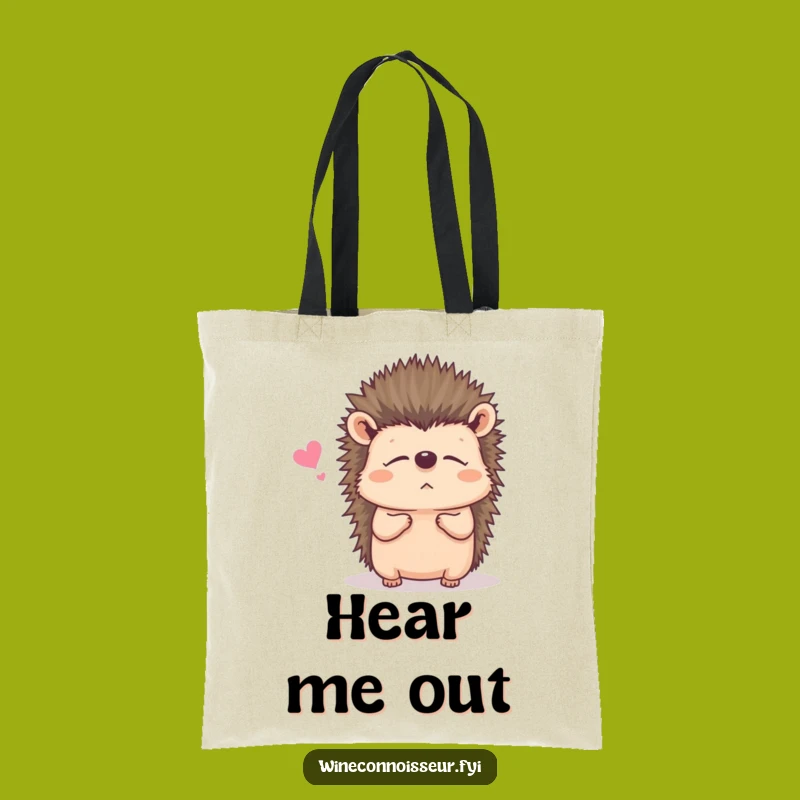 Funny Listening Hedgehog Tote Bag: Carry Your Thoughts, Ideal Funny Gift