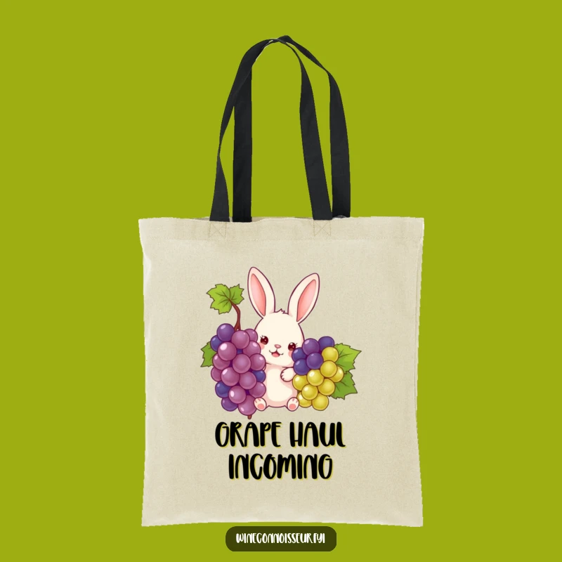 Funny Rabbit Grape Peek Tote Bag: Carry Your Laughs in Style