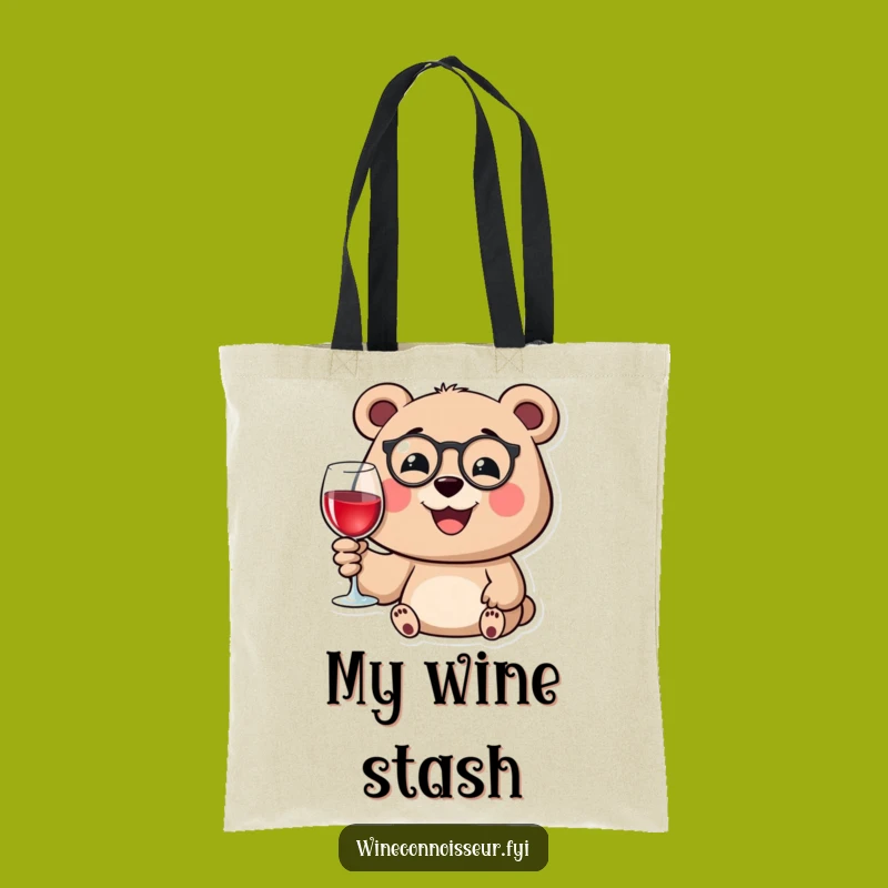 Funny Bear Monocle Tote Bag: Chic Wine Accessory Gift